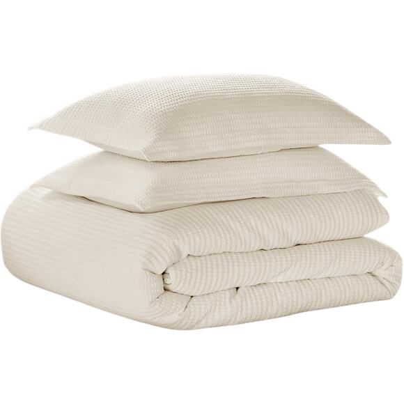 Levtex Cloud Waffle Textured 2 Pc Duvet Cover Set Cream Twin/Twin XL - Picture 3 of 5